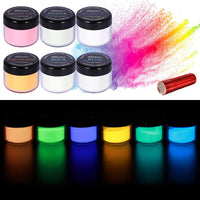 Seisso Polvo de pigmento que brilla en la oscuridad con lámpara, 12 colores de larga duración, tinte autobrillante, resina epoxi en polvo luminoso para arte de uñas DIY, pintura acrílica Slime, arte fino y manualidades, festivales, fiesta temática, Hallow - Arteztik
