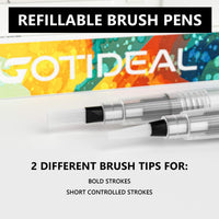 GOTIDEAL Juego de pintura para acuarela, 48 colores vivos en caja de bolsillo, con 2 bolígrafos recargables de agua para mezclar, rico pigmento perfecto para artistas, estudiantes, niños, principiantes y más portátil con paleta - Arteztik
