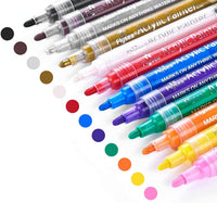 Emooqi - Juego de rotuladores de pintura acrílica, 12 colores, impermeables, para pintura de roca, proyectos de manualidades, cerámica, vidrio, lienzo, taza, metal, madera, huevo de Pascua - Arteztik
