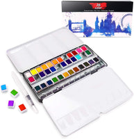 Artistas acuarela juego de pintura removible acuarela kits de pintura suministros de arte de pintura regalos para mujeres, adultos, niños, suministros de pintura profesional con paleta, acuarela pincel bolígrafos (24 colores) - Arteztik
