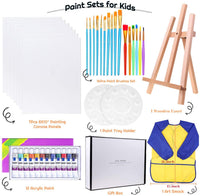 Shynek - Juego de pintura infantil de 38 piezas con lienzo de 3.1 x 3.9 in, caballete para mesa, pinceles para pintura de niños, paleta de pintura y pintura - Arteztik
