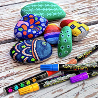 Desire Deluxe - Juego de 12 rotuladores acrílicos para pintura de roca, piedra, cerámica, vidrio, madera, lienzo, no tóxicos a base de agua, suministros de pintura para artistas - Arteztik
