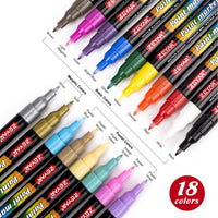 ZEYAR Premium bolígrafo de pintura acrílica, base de agua, punta extra fina, 18 colores, tinta opaca, sin olor, sin ácido y seguro de usar, respetuoso con el medio ambiente. - Arteztik

