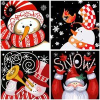 Colorwork 4 unidades de pintura por números para adultos y niños, kit de pintura al óleo de Navidad con pinceles, pigmento acrílico para principiantes, 11.8 x 11.8 in - Arteztik
