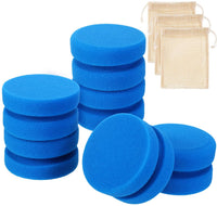 Esponja aplicadora de pintura de 6 piezas, esponja azul con detalles circulares, con 3 bolsas de almacenamiento de malla para colgar bolsas secas para proyectos de manualidades - Arteztik
