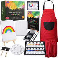 Juego de pintura acrílica RISEBRITE para niños, 47 piezas, incluye pintura no tóxica, caballete de mesa, pinceles de pintura, lienzo, almohadilla de pintura y más suministros de arte para niños - Arteztik
