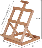 Caballete de mesa MEEDEN Studio con marco en H - Caballete de madera de haya maciza ajustable para artistas, para estudio o Plein Air - Soporta lienzos de hasta 23 pulgadas de alto - Arteztik

