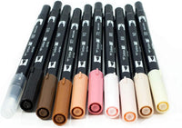 Tombow 56170 - Rotuladores de doble pincel, retrato (10 unidades), color negro - Arteztik
