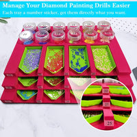 Bandeja organizadora de herramientas de pintura con diamantes, soporte apilado para múltiples botes para bandeja, contenedores de tarros, se aplica a grandes kits de accesorios de pintura con diamantes para adultos - Arteztik
