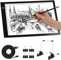 B4 LED Light Painting Pads,Portable LED Tracing Light Board,DIY Dimmable Light Brightness Table,Reutilizable B4 Scale Led Pads con soporte desmontable y clips. - Arteztik
