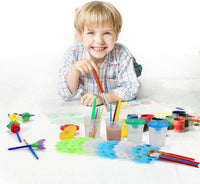 34 Pack Painting Tool Kits - Paint Supplies Include No Spill Paint Cups, Muti Sizes Paint Brushes, 3 Colors Paint Tray, for Kids Gifts School Prizes Art Party. - Arteztik

