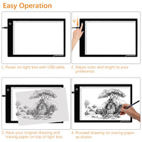 XCSOURCE A4 caja de luz ultra slim LED Light Pad Artcraft tablero de dibujo plantilla Tracing tatuaje Copia mesa Pad con brillo ajustable xc702 - Arteztik
