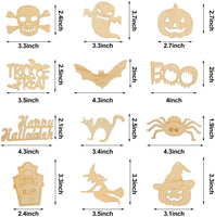 60 piezas de madera para colgar en blanco para Halloween, adornos de madera, recortes de Halloween, manualidades con 60 cuerdas de cordel para decoración de Halloween - Arteztik
