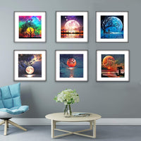 XPCARE - Juego de 6 pinturas con diamantes de imitación de luna para decoración de pared del hogar (lienzo de 12.0 x 12.0 in) - Arteztik
