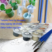 Tonzom Paint by Numbers Kits - Pintura al óleo para niños, estudiantes, adultos principiantes con pinceles (enmarcados en madera o sin marco) - Arteztik
