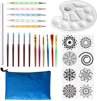 27 herramientas de punteado de mandala, juego de herramientas de punteado STRAWBLEAG, juego de bolígrafo, mandala, plantilla de bola, bandeja de pintura para pintar rocas, colorear, dibujar y dibujar - Arteztik
