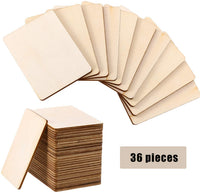 Boao - Cuadrados de madera sin acabar, esquinas redondas, cuadrados, recortes de madera para proyectos de manualidades, decoración, grabado láser (2.5 x 3.5 in, 36 piezas) - Arteztik

