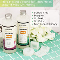 Kit de fabricación de moldes de silicona para resina de LET'S RESINA translúcida de caucho de silicona no tóxica para hacer moldes de silicona, proporción de mezcla 1:1, ideal para moldes de resina, moldes de silicona, fabricación manual de bricolaje (N.W - Arteztik
