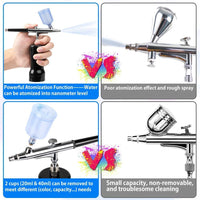 REEXBON Kit de aerógrafo inalámbrico, portátil, juego de pistola de aire con compresor, recargable, sin cable, para decoración de tartas, maquillaje, arte de uñas, modelo, pintura, tatuaje, manicura - Arteztik
