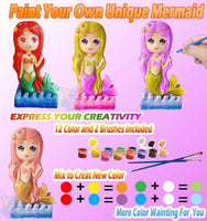 Kit de pintura de sirena Yileqi para manualidades y artes infantiles, pintura de juguete de sirena para niños, manualidades para niñas de 4 a 6 a 8 a 12 años, regalos para niñas y niños, no de cerámica, set de pintura para regalo de cumpleaños - Arteztik
