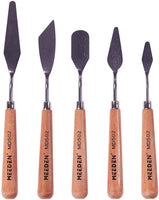 MEEDEN 5 Pcs Artist Stainless Steel Spatula Palette Knife Set,Solid Beech Wood Grip Handle,Perfect for Oil, Acrylic Painting&Color Mixing,Cake Icing for Artist,Art Students,Painting Lovers - Arteztik
