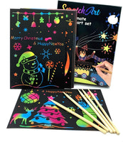 Lifetop - Juego de 50 manualidades de papel para arañar con 5 lápices de madera y 12 plantillas de dibujo y 3 pegatinas de transferencia - Arteztik

