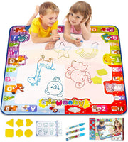 Kizzyea - Alfombrilla para dibujo de agua, juguetes para niños, tamaño grande, para niños y adolescentes, para tabla de pintura, colores neón, regalos para niñas de 2 a 3 años y 5 años de edad, 30.0 x 30.0 in, 4 bolígrafos, folleto de dibujo incluido - Arteztik
