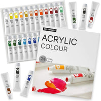 Juego de pinturas acrílicas de 24 colores, tubos de pintura acrílica para pintar, no tóxico, juegos de pintura para niños, adultos, principiantes, estudiantes, kit de arte profesional para lienzo, roca, madera, manualidades - Arteztik
