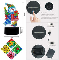 Lámpara LED de pintura de diamante, DIY con forma especial cuentas de diamante diseño de pintura LED luz nocturna punto de cruz bordado mosaico Kit lámpara para decoración del hogar de Navidad regalos para adultos y niños (Snowman) - Arteztik
