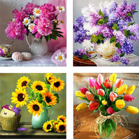 Juego de 4 kits de pintura de diamante 5D para adultos, niños, florero, pintura de diamante grande por números, 16.0 x 16.0 in - Arteztik
