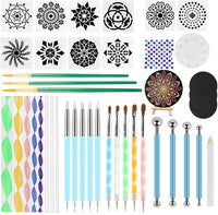 Azerogo Mandala Juego de herramientas de punteado, 42 piezas Kit de herramientas de pintura con 3 cartulina negra, mandala plantilla bola lápiz capacitivo bandeja de pintura para pintar rocas, arte y dibujo de Mandella - Arteztik
