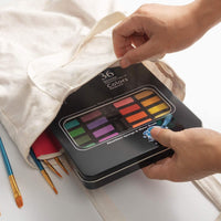 Frunsi - Juego de pintura de acuarela portátil con 36 colores surtidos de acuarela, kit de viaje con cepillo de agua, papel de acuarela, pigmentos de acuarela, ideal para niños, principiantes, artistas, aficionados - Arteztik
