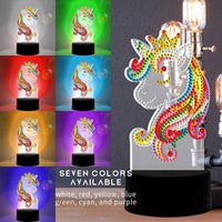 Lámpara LED de pintura de diamante, DIY con forma especial de cuentas de pintura de diamante con diseño de cruz LED de luz de noche de punto de cruz, kit de mosaico para decoración del hogar, arte regalos infantiles (unicornio) - Arteztik
