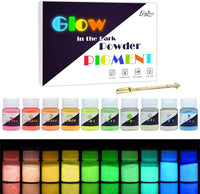 Polvo de pigmento que brilla en la oscuridad – Pigmento luminoso de resina epoxi en polvo para bricolaje Slime Kit – Seguro para la piel de larga duración, tinte de color que brilla por sí mismo para pintura acrílica, arte de uñas, pintura, manualidades – - Arteztik

