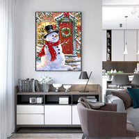 Kimily DIY pintura por números para adultos niños Navidad pintura por números DIY pintura acrílica pintura por números pintura Kit de casa pared sala dormitorio decoración Navidad muñeco de nieve - Arteztik
