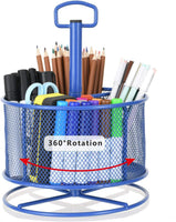 Marbrasse organizador de escritorio de malla, rotación de 360 grados, soporte multifuncional para bolígrafos, 4 compartimentos, organizador de escritorio estático, caja de almacenamiento para suministros de arte para el hogar o la oficina - Arteztik
