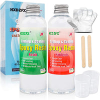 Kit de revestimiento de cristal transparente de resina epoxi 33.8 fl oz/38.4 oz – 2 piezas de resina de fundición para arte, manualidades, fabricación de joyas, mesas de río, guantes, taza de medición y palos de madera - Arteztik

