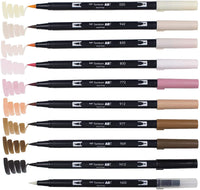 Tombow 56170 - Rotuladores de doble pincel, retrato (10 unidades), color negro - Arteztik
