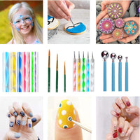 25 Pieces Mandala Dotting Tools, JUNHCZOY Professional Mandala Supplies Tools Kits Include 4 Mandala Stencil, Dotting Pens and Mandala Stencils for Painting Rocks, Doting Nails, Drawing and Drafting - Arteztik
