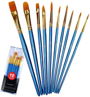 Juego de pinceles de pintura acrílica, 10 unidades de pinceles redondos de nailon, punta fina, pinceles de pintura en miniatura para pintura acrílica de acuarela, pintura al óleo, pintura de uñas, modelo de uñas, manualidades, arte de roca, kits profesion - Arteztik
