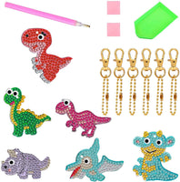 Konsait - Juego de 6 llaveros de pintura de diamante para niños y adultos, forma de dinosaurio 5D, kit completo para hacer mosaico de diamantes de imitación, pintura de diamante, llavero para niños, dinosaurios, cumpleaños, Jurásico, regalo para fiestas d - Arteztik

