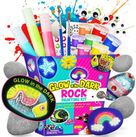 XXTOYS Kit de pintura de roca para niños – Artes y manualidades para niñas y niños – Pintura de roca que brilla en la oscuridad – Kit de arte para ocultar y buscar actividades, gran regalo creativo para manualidades de 4 a 8 años - Arteztik
