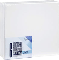 Sorillo Brands – Paquete de 6 paneles de lona de algodón preestirado de 12 x 12 – Uso con todos los acrílicos, aceites y otros medios de pintura - Arteztik
