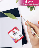 COLOUR BLOCK Juego de pintura acrílica – 12 tubos de pintura acrílica I 12 piezas de nailon marrón, 4 tablas de pintura acrílica I 40 hojas blancas de 37 libras 9 x 12 pulgadas paleta de papel a prueba de sangrado - Arteztik
