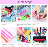 PP OPOUNT 82 piezas 5D herramientas de pintura de diamante y accesorios Kits incluyendo caja de bordado de diamante, rodillo, papel de cubierta y otras herramientas para adultos y niños - Arteztik
