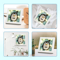 EGV - Kit de pintura de diamante para niños de 6 x 6 pulgadas, kit de pintura de perforación completa 5D por número con marco de madera blanco y LED, fácil de bricolaje, pintura de pingüino de punto de diamante, juego de arte y manualidades para principia - Arteztik
