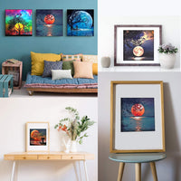 XPCARE - Juego de 6 pinturas con diamantes de imitación de luna para decoración de pared del hogar (lienzo de 12.0 x 12.0 in) - Arteztik
