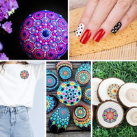 62Pcs Mandala Dotting Stencil Tools Set with 20Pcs Blank Drawing Cards,Mandala Painting Brushes Pens Kits for Rock Painting Coloring Nail Dotting Drafting Mandala Tools(Mini Wooden Easel as bouns) - Arteztik
