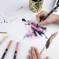 Tombow 56170 - Rotuladores de doble pincel, retrato (10 unidades), color negro - Arteztik
