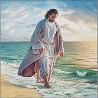 Kit de pintura de diamante 5D para adultos y niños, NYEBS 5D DIY pintura de diamante taladro redondo completo Jesús está caminando en la playa bordado de diamantes de imitación para decoración de pared 16 x 16 pulgadas (taladro completo) - Arteztik
